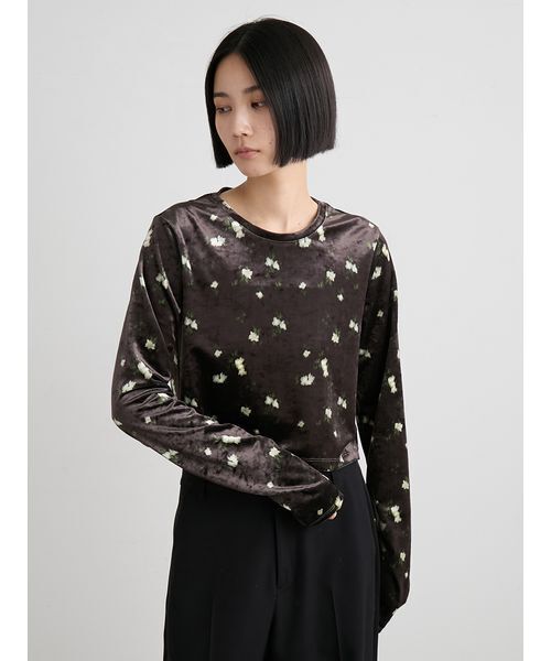 MIESROHE（ミースロエ）の「短丈ベロアトップス（Tシャツ/カットソー・レディース・ブラウン/ブラック/イエロー・F）」の13枚目の写真