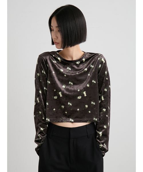 MIESROHE（ミースロエ）の「短丈ベロアトップス（Tシャツ/カットソー・レディース・ブラウン/ブラック/イエロー・F）」の16枚目の写真