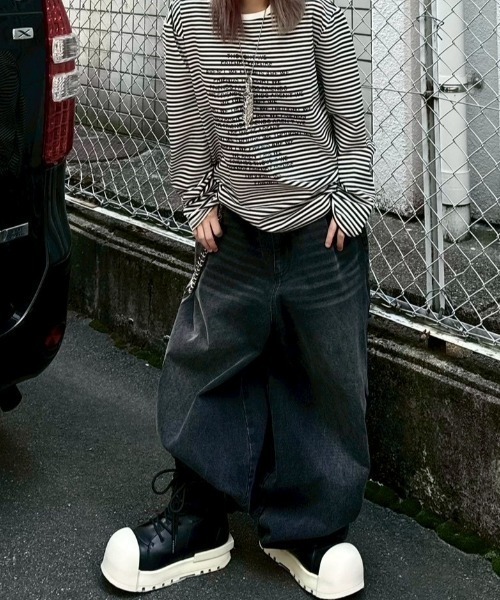 DIG YOUR OWN GRAVE(ディグユアオウングレイブ)の「【DIG YOUR OWN GRAVE】TRIBALDENIM PANTS / 【ディグユアオウングレイブ】 トライバルデニムパンツ(デニムパンツ・メンズ・ブラック・M/L)」の4枚目の写真
