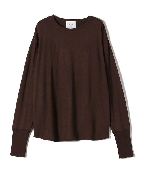 SHIPS(シップス)の「assiette:〈手洗い可能〉ウォッシャブル ウール カットソー(Tシャツ/カットソー・レディース・ブラウン/オフホワイト/ダークグレー・ONE SIZE)」の1枚目の写真
