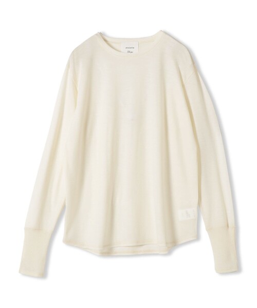 SHIPS(シップス)の「assiette:〈手洗い可能〉ウォッシャブル ウール カットソー(Tシャツ/カットソー・レディース・ブラウン/オフホワイト/ダークグレー・ONE SIZE)」の2枚目の写真