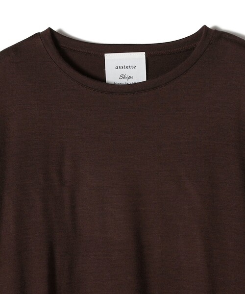 SHIPS(シップス)の「assiette:〈手洗い可能〉ウォッシャブル ウール カットソー(Tシャツ/カットソー・レディース・ブラウン/オフホワイト/ダークグレー・ONE SIZE)」の7枚目の写真