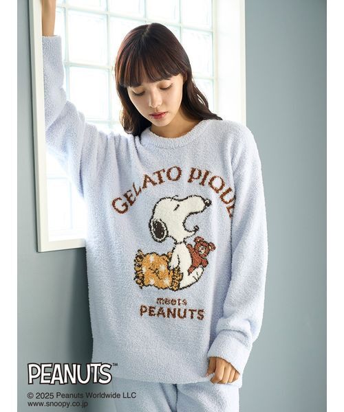 【新品】gelato pique PEANUTSオリジナルアート 上下セット セール】【PEANUTS】オリジナルアート ジャガードプルオーバー（ルーム