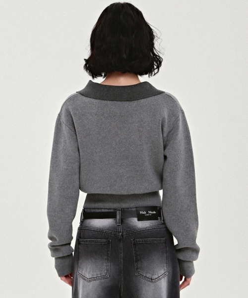 NICK&NICOLE（ニックアンドニコール）の「CLASSIC COLOR BLOCK COLLAR KNIT_CHARCOAL（ニット/セーター・レディース・その他・FREE）」の3枚目の写真