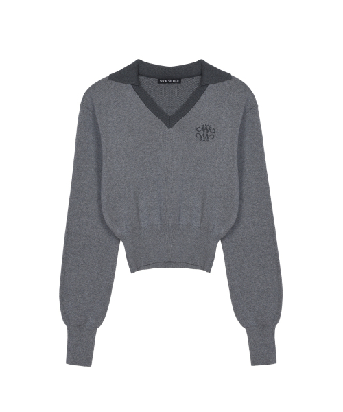 NICK&NICOLE（ニックアンドニコール）の「CLASSIC COLOR BLOCK COLLAR KNIT_CHARCOAL（ニット/セーター・レディース・その他・FREE）」の4枚目の写真