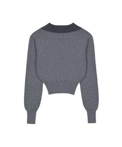 NICK&NICOLE（ニックアンドニコール）の「CLASSIC COLOR BLOCK COLLAR KNIT_CHARCOAL（ニット/セーター・レディース・その他・FREE）」の5枚目の写真