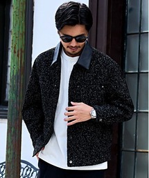 BENUSTA（ベヌスタ）の「『BENUSTA /ベヌスタ』PU襟ツイードジャケット【CN】（ブルゾン）」