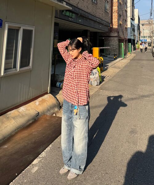 AECA（エイカ）の「DOUBLE KNEE PAINTED DENIM-BLUE（デニムパンツ・レディース・その他・LARGE/MEDIUM/SMALL）」の14枚目の写真