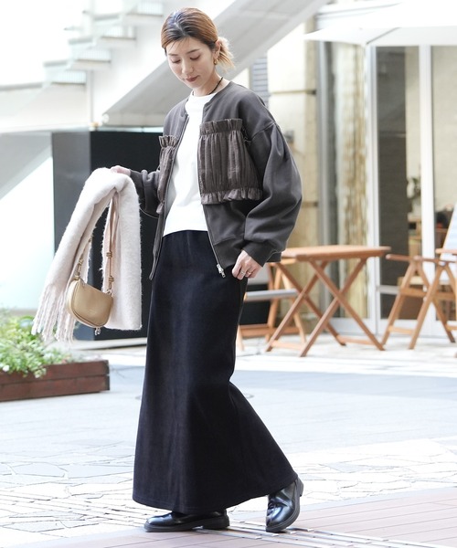 reca（レカ）の「異素材レイヤードWZIP裏起毛カーディガン（カーディガン/ボレロ・レディース・チャコールグレー/トップグレー/キナリ・FREE）」の7枚目の写真