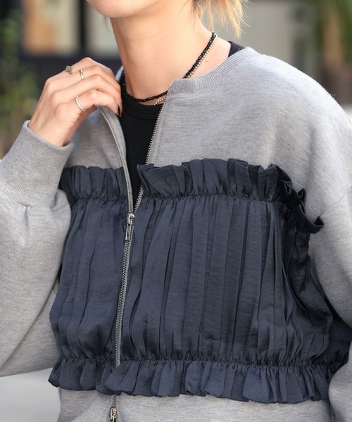 reca（レカ）の「異素材レイヤードWZIP裏起毛カーディガン（カーディガン/ボレロ・レディース・チャコールグレー/トップグレー/キナリ・FREE）」の9枚目の写真