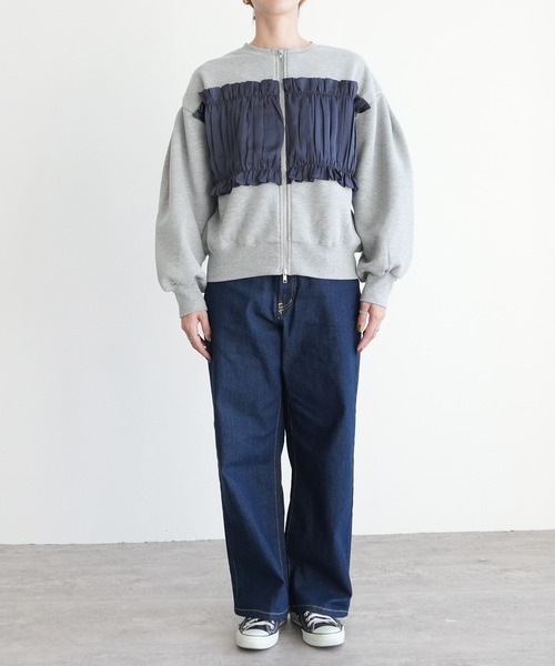 reca（レカ）の「異素材レイヤードWZIP裏起毛カーディガン（カーディガン/ボレロ・レディース・チャコールグレー/トップグレー/キナリ・FREE）」の12枚目の写真