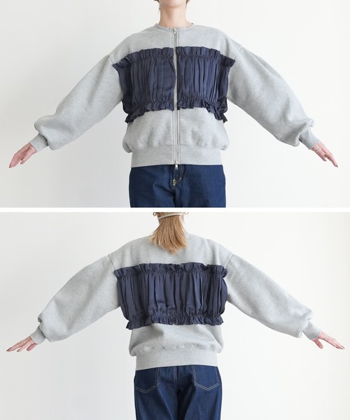 reca（レカ）の「異素材レイヤードWZIP裏起毛カーディガン（カーディガン/ボレロ・レディース・チャコールグレー/トップグレー/キナリ・FREE）」の15枚目の写真