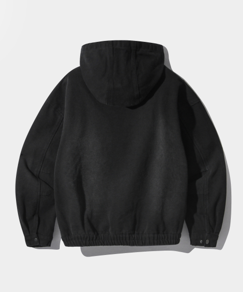 DIMRIM ブラック フード付きパーカー セール】2WAY OG エッセンシャル デトロイト フードジップアップ_