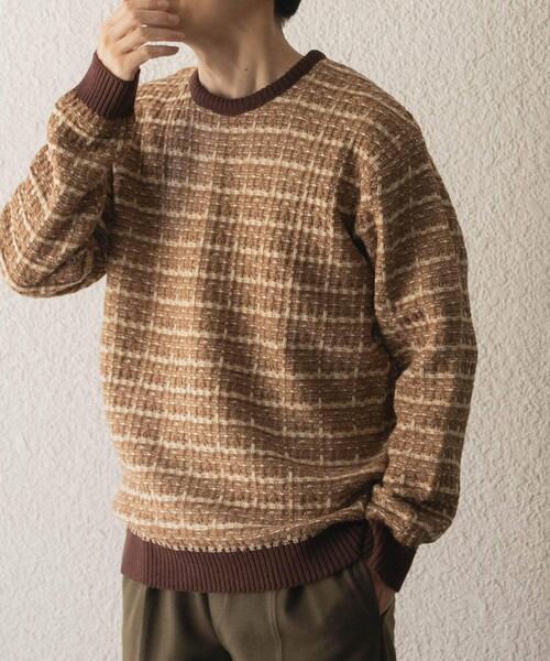 ITEMS URBANRESEARCH(アイテムズ アーバンリサーチ)の「ツイードライククルーネックニット(ニット/セーター・メンズ・ブラック/ブラウン/ネイビー・LARGE/MEDIUM)」の1枚目の写真