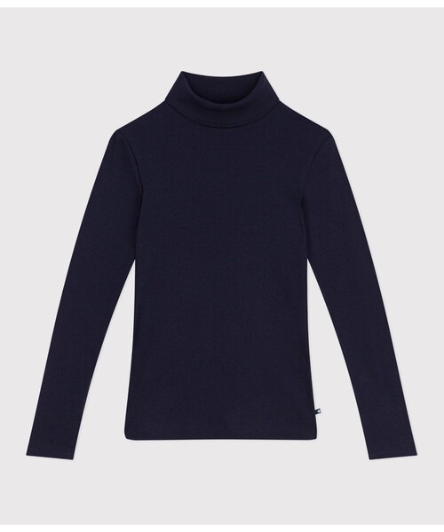 PETIT BATEAU(プチバトー)の「タートルネック長袖Tシャツ(Tシャツ/カットソー・レディース・ネイビー/オフホワイト・X-SMALL/SMALL/MEDIUM/XX-SMALL)」の2枚目の写真
