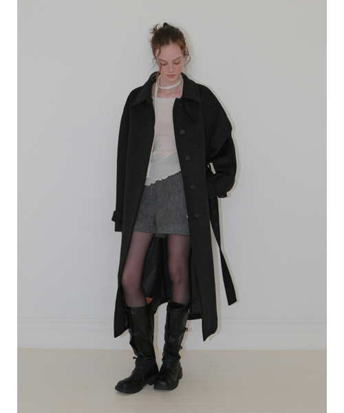 ETMON(エトモン)の「Balmacaan Long Coat, Black(チェスターコート・レディース・その他・F)」の1枚目の写真