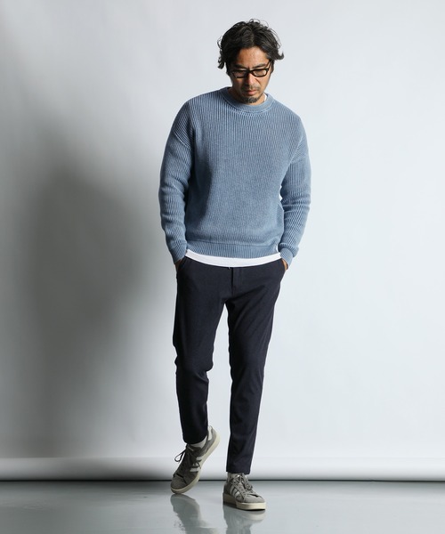 The DUFFER of ST.GEORGE（ザダファーオブセントジョージ）の「『WONDER SHAPE』BRUSHED COMFORT：360°全方向高伸縮 『ワンダーシェイプ』 微起毛 テーパードスキニーパンツ（スラックス・メンズ・ネイビー/チャコールグレー・X-LARGE/LARGE/MEDIUM/SMALL）」の6枚目の写真