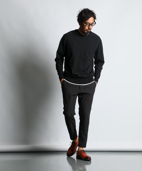 The DUFFER of ST.GEORGE（ザダファーオブセントジョージ）の「『WONDER SHAPE』BRUSHED COMFORT：360°全方向高伸縮 『ワンダーシェイプ』 微起毛 テーパードスキニーパンツ（スラックス・メンズ・ネイビー/チャコールグレー・X-LARGE/LARGE/MEDIUM/SMALL）」の5枚目の写真