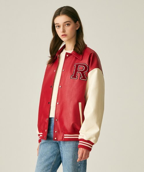 LADY VOLUME(レディーボリューム)の「(UNISEX)9111 VARSITY LEATHER JACKET_RED(スタジャン・レディース・その他・FREE)」の1枚目の写真