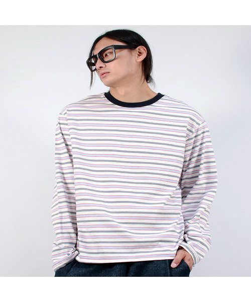 DEMARC(ドゥマーク)の「M MULTI STRIPE LONG SLEEVE TEE - White(Tシャツ/カットソー・メンズ・その他・MEDIUM/LARGE)」の1枚目の写真