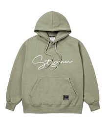 22 LETTER GRAPH OVERSIZED HEAVY SWEAT HOODIE LIGHT KHAKI