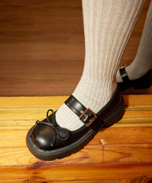 CESTI（セスティ）の「グロメットメリージェーンプラットフォームローファー (ブラック)（バレエシューズ）」