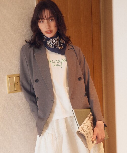 組曲（クミキョク）の「シュットクロス ジャケット（テーラードジャケット・レディース・ライトグレー系/ネイビー系/アイボリー系・1/3/2）」の2枚目の写真