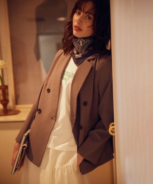 組曲（クミキョク）の「シュットクロス ジャケット（テーラードジャケット・レディース・ライトグレー系/ネイビー系/アイボリー系・1/3/2）」の6枚目の写真