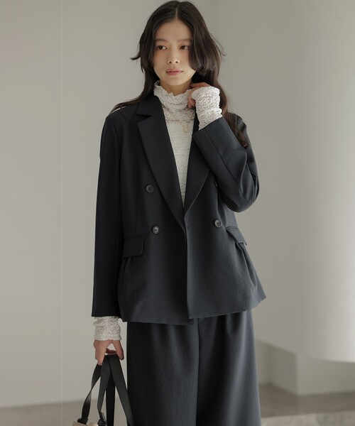 組曲（クミキョク）の「シュットクロス ジャケット（テーラードジャケット・レディース・ライトグレー系/ネイビー系/アイボリー系・1/3/2）」の20枚目の写真