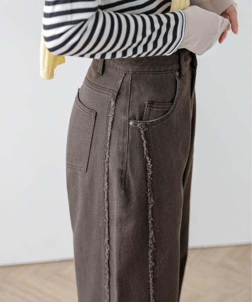 La-gemme（ラジェム）の「サイドフリンジ コットン パンツ（その他パンツ・レディース・ブラウン/チャコール/ベージュ/ブルー・L/M）」の5枚目の写真
