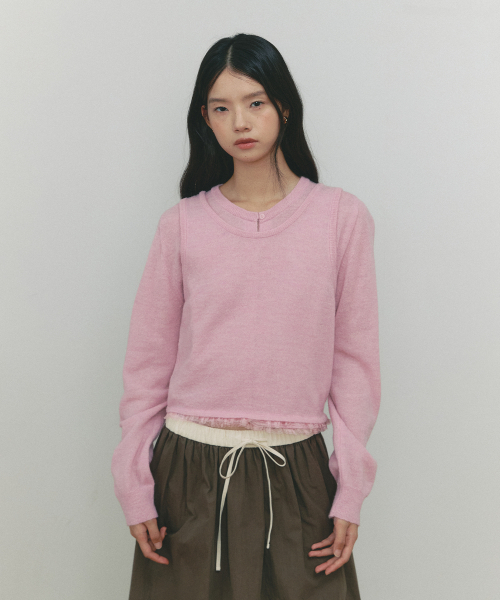 SSEMI(セミ)の「FRILLY WOOL SLEEVELESS KNIT(PK)(ベスト・レディース・PINK・FREE)」の3枚目の写真