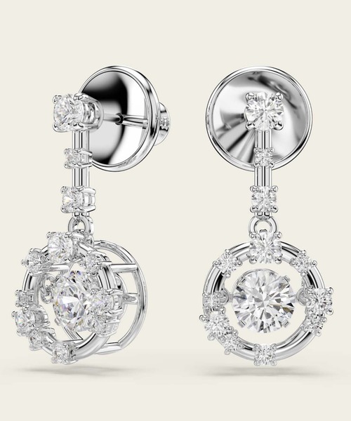 SWAROVSKI(スワロフスキー)の「【公式】【スワロフスキー】Constella ドロップピアス, ラウンドカット, ダンシングストーン, ホワイト, ロジウム・プレーティング(ピアス(両耳用)・レディース・ホワイト・ONE SIZE)」の3枚目の写真