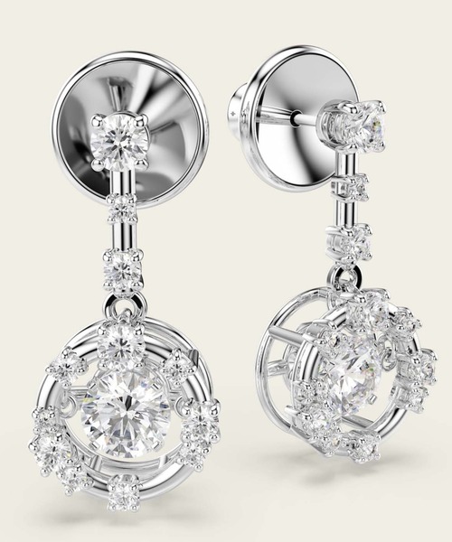 SWAROVSKI(スワロフスキー)の「【公式】【スワロフスキー】Constella ドロップピアス, ラウンドカット, ダンシングストーン, ホワイト, ロジウム・プレーティング(ピアス(両耳用)・レディース・ホワイト・ONE SIZE)」の4枚目の写真