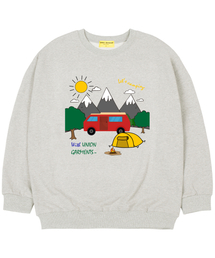 [キモ]レッツキャンピング オーバーサイズ スウェットTシャツ オートミール