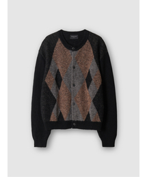 ALPACA ARGYLE CARDIGAN BLACK