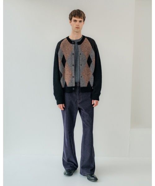 POKER FACE（ポーカーフェイス）の「ALPACA ARGYLE CARDIGAN BLACK（ニット/セーター・メンズ・その他・46/48/50）」の2枚目の写真