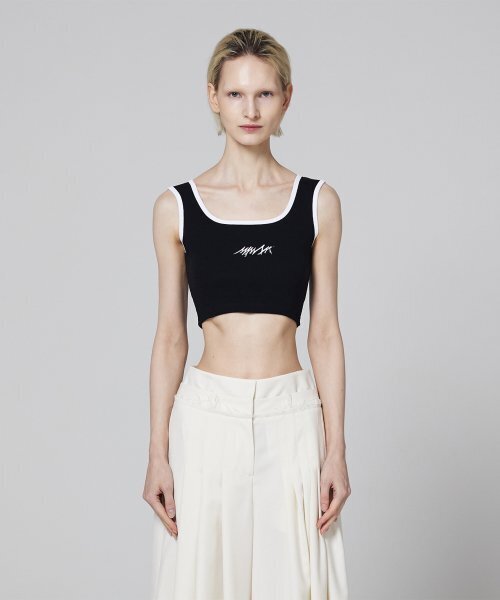 MMAM(ムアム)の「Signature logo basic line detail sleeveless top(Tシャツ/カットソー・レディース・ブラック・FREE)」の1枚目の写真