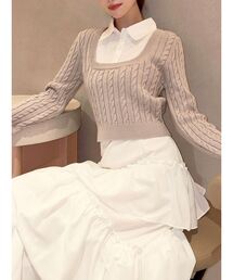 RESEXXY（リゼクシー）の「シャツドッキングケーブルニットトップス（ニット/セーター）」