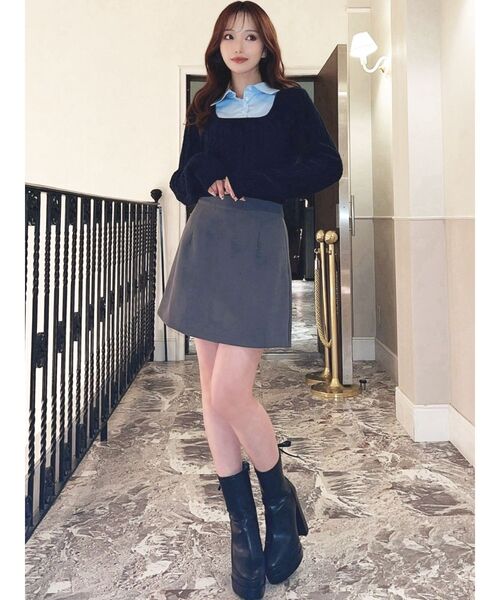 RESEXXY（リゼクシー）の「シャツドッキングケーブルニットトップス（ニット/セーター・レディース・グレー/ベージュ/ネイビー・FREE）」の10枚目の写真