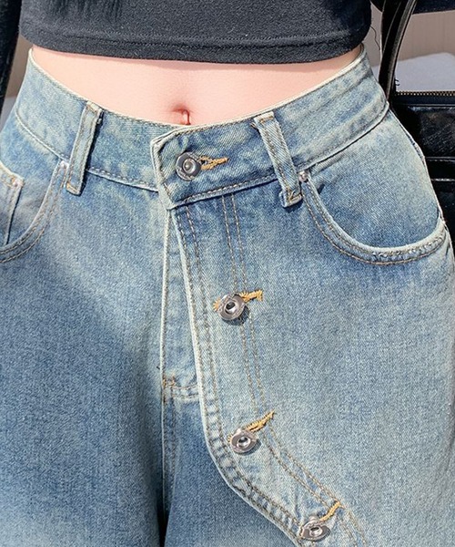 GLAMOROUS JANE(グラマラスジェーン)の「ボタンデザインデニムワイドパンツ(デニムパンツ・レディース・ブルー・L/M/S)」の7枚目の写真