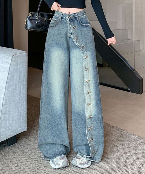 GLAMOROUS JANE(グラマラスジェーン)の「ボタンデザインデニムワイドパンツ(デニムパンツ・レディース・ブルー・L/M/S)」の12枚目の写真