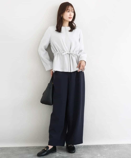 MK MICHEL KLEIN（エムケーミッシェルクラン）の「共地ベルト付きワイドパンツ/撥水/防シワ/洗える（その他パンツ・レディース・ネイビー/ライトグレー・38）」の6枚目の写真