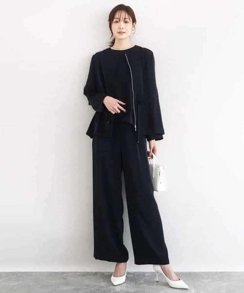 MK MICHEL KLEIN（エムケーミッシェルクラン）の「共地ベルト付きワイドパンツ/撥水/防シワ/洗える（その他パンツ・レディース・ネイビー/ライトグレー・38）」の8枚目の写真