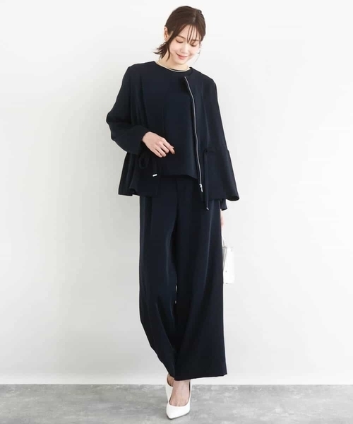 MK MICHEL KLEIN（エムケーミッシェルクラン）の「共地ベルト付きワイドパンツ/撥水/防シワ/洗える（その他パンツ・レディース・ネイビー/ライトグレー・38）」の9枚目の写真