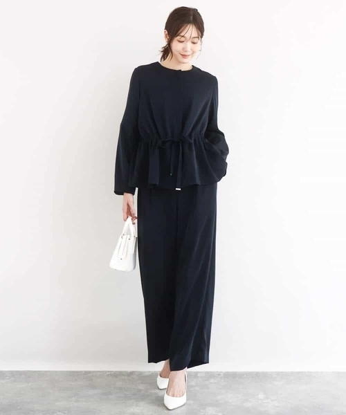 MK MICHEL KLEIN（エムケーミッシェルクラン）の「共地ベルト付きワイドパンツ/撥水/防シワ/洗える（その他パンツ・レディース・ネイビー/ライトグレー・38）」の12枚目の写真