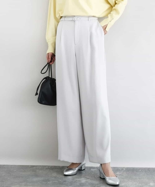 MK MICHEL KLEIN（エムケーミッシェルクラン）の「共地ベルト付きワイドパンツ/撥水/防シワ/洗える（その他パンツ・レディース・ネイビー/ライトグレー・38）」の14枚目の写真