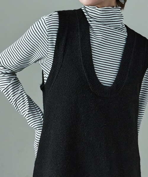 Fashion Letter（ファッションレター）の「セットアップ対応 メランジニットワンピース（ワンピース・レディース・チャコールグレー/ブラック/ブラウン・M）」の6枚目の写真