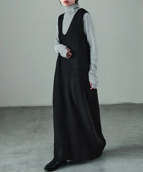 Fashion Letter（ファッションレター）の「セットアップ対応 メランジニットワンピース（ワンピース・レディース・チャコールグレー/ブラック/ブラウン・M）」の7枚目の写真