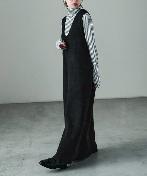 Fashion Letter（ファッションレター）の「セットアップ対応 メランジニットワンピース（ワンピース・レディース・チャコールグレー/ブラック/ブラウン・M）」の8枚目の写真