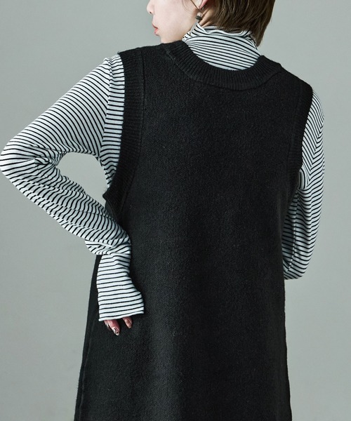 Fashion Letter（ファッションレター）の「セットアップ対応 メランジニットワンピース（ワンピース・レディース・チャコールグレー/ブラック/ブラウン・M）」の10枚目の写真